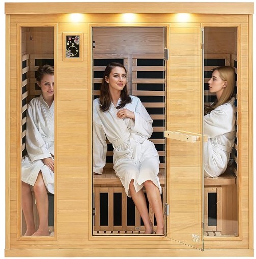 Bilik sauna inframerah hemlock 4-orang dalaman